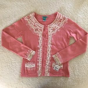 Nordstrom | Kenzie Girl Lace Trimmed Cardigan